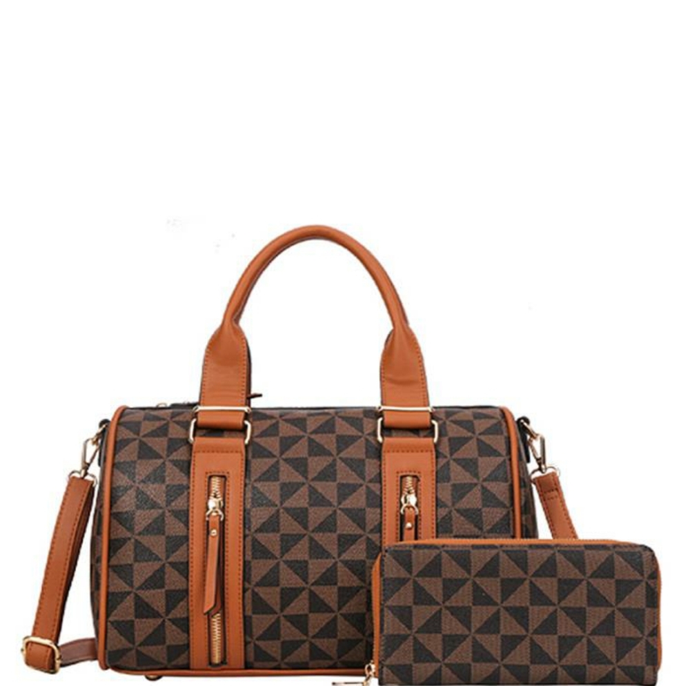 Beautiful Double Zipper Monogram Handbag Set